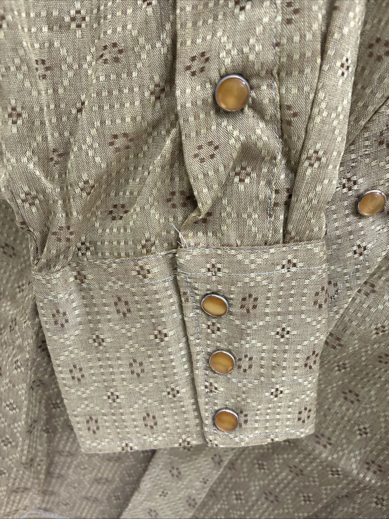 New Men’s Tem Tex Green Designed Long Sleeve Pearl Snap 15.5 Medium X-13