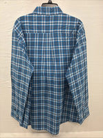New Men’s ELY Cattleman Blue Yellow Plaid Long Sleeve Button Up XL R-53