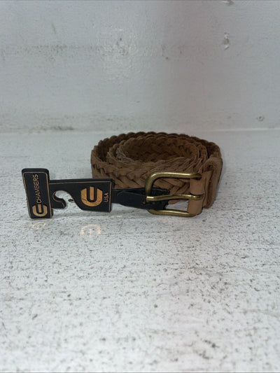 New Brown Genuine Leather Chambers Braided 35” Belt Z-11