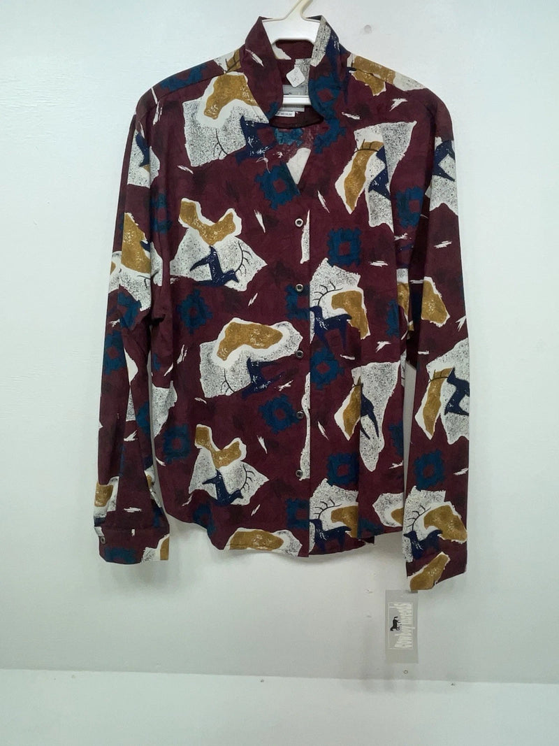 New Men’s Maroon Cowboy Threads Long Sleeve Button Up Shirt M #7904 3B-56