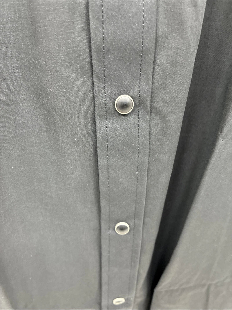 New Men’s ELY Cattleman Black Western Short Sleeve Pearl Snap 18.5 2XL E-48