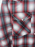 New Kids ELY Cattleman Red plaid Long Sleeve Pearl Snap Size 14 DD-41