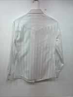 New Women’s H Bar C White Stripe Long Sleeve Pearl Snap Size 34 KK-105