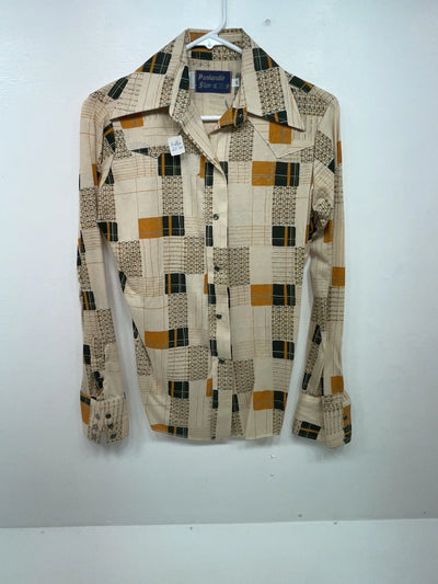 New Women’s Green Orange Panhandle Slim Long Sleeve Button Up Shirt #3165 3B-31