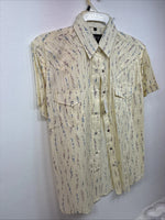 New Women’s White Horse Yellow Floral Short Sleeve Pearl Snap Medium II-97
