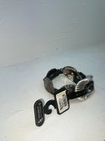 New Black Genuine Leather Double S Silver Pendent Chain 24” Belt #3208001 NN-94