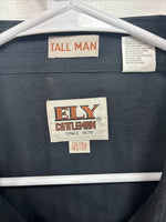 New Men’s ELY Cattleman Black Designed Long Sleeve Pearl Snap 18.5 2XL X-29