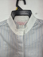 New Women’s H Bar C Blue Stripe Long Sleeve Button Up Size 40 MM-31