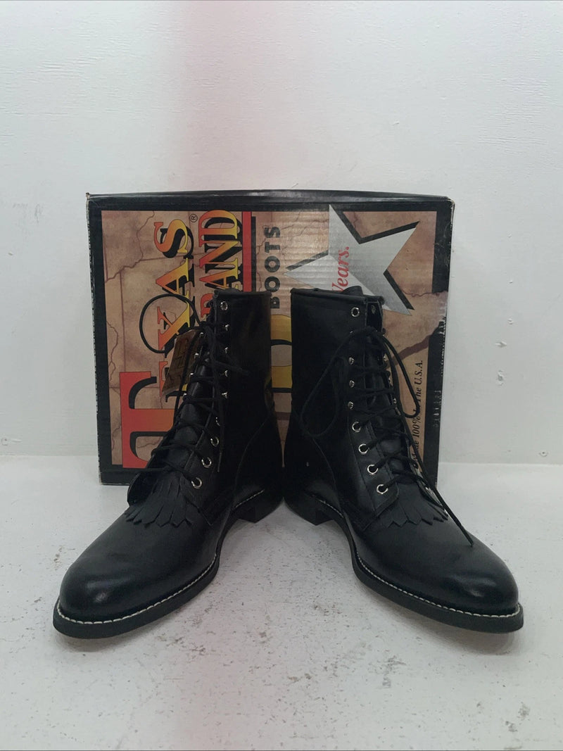 New Men’s Black Lace Up Texas Brand Cowboy Boots. 8850 11 E E. 8-89