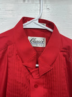 New Classix Red Long Sleeve Button Up English Shirt 16-16.5 Large X-80