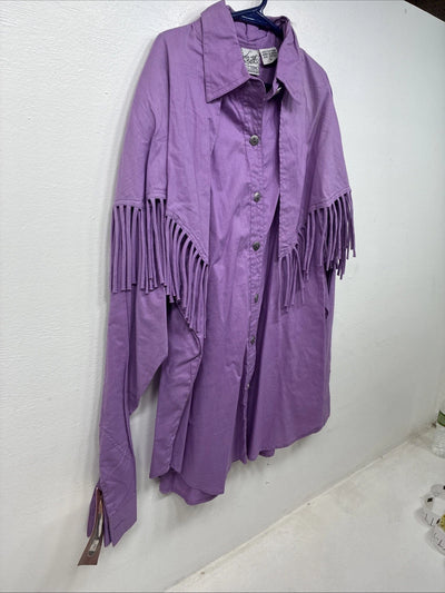 New Women’s Mine & Bills Purples Fringe Long Sleeve Button Up Size Large TT-70