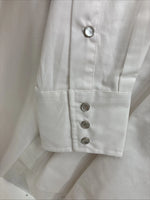 New Men’s Cumberland White Black Design Long Sleeve Pearl Snap Medium K-54