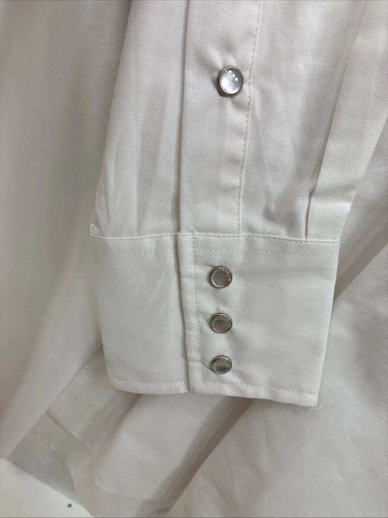 New Men’s Cumberland White Black Design Long Sleeve Pearl Snap Medium K-54