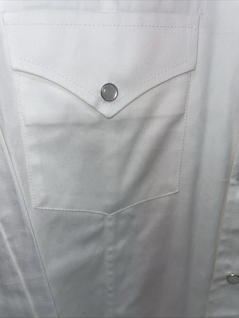 New Men’s Western Express White Long Sleeve Pearl Snap Medium B-88 