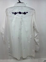 New Men’s White Horse White Purple Long Sleeve Pearl Snap Large MM-34