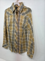 New Women’s Champion Western Yellow Plaid Long Sleeve Pearl Snap Size 12 LL-109