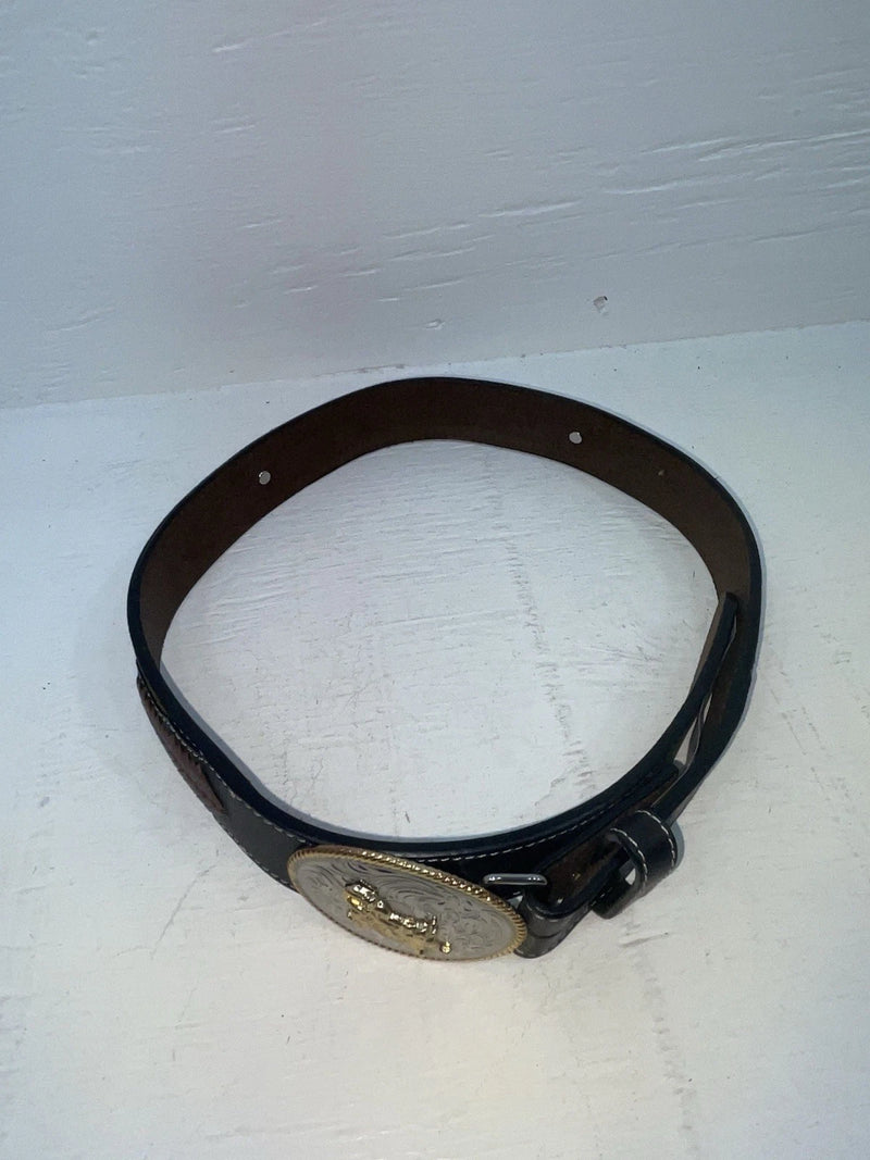 New Brown Genuine Leather 3D Weaved And Silver Pendent 26” Belt #1432 JJ-103