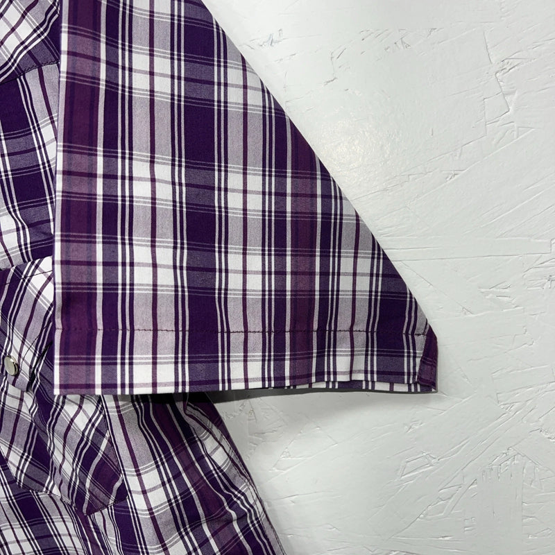 New Men’s White Horse Purple Short Sleeve Pearl Snap Small B-46