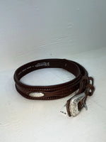 New Brown Genuine Leather Nocona Tooled And Weaved 28” Belt #2420002 NN-26