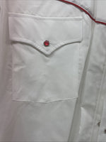 New Men’s ELY diamond White With Red Roses Long Sleeve Pearl Snap XXXL E-15