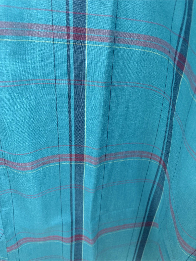 New Men’s ELY Diamond Blue Plaid Long Sleeve Pearl Snap Large CC-40