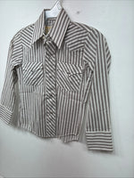 New Kids Kangaroo Brown Stripe long Sleeve Pearl Snap Size 8 DD-136