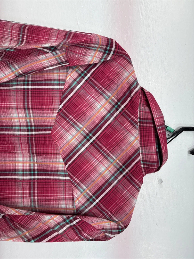 New Women’s Cumberland Pink Plaid Long Sleeve Pearl Snap XL II-14