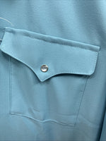 New Men’s Panhandle Slim Blue Simple Long Sleeve Pearl Snap 17 Large M-68