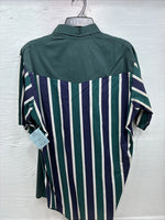 New Men’s Cowboy Threads Green Purple Short Sleeve Button Up Large Q-94