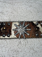 New Cow Print Genuine Leather Blazin Roxx Bling M Belt #N3510602 Z-23