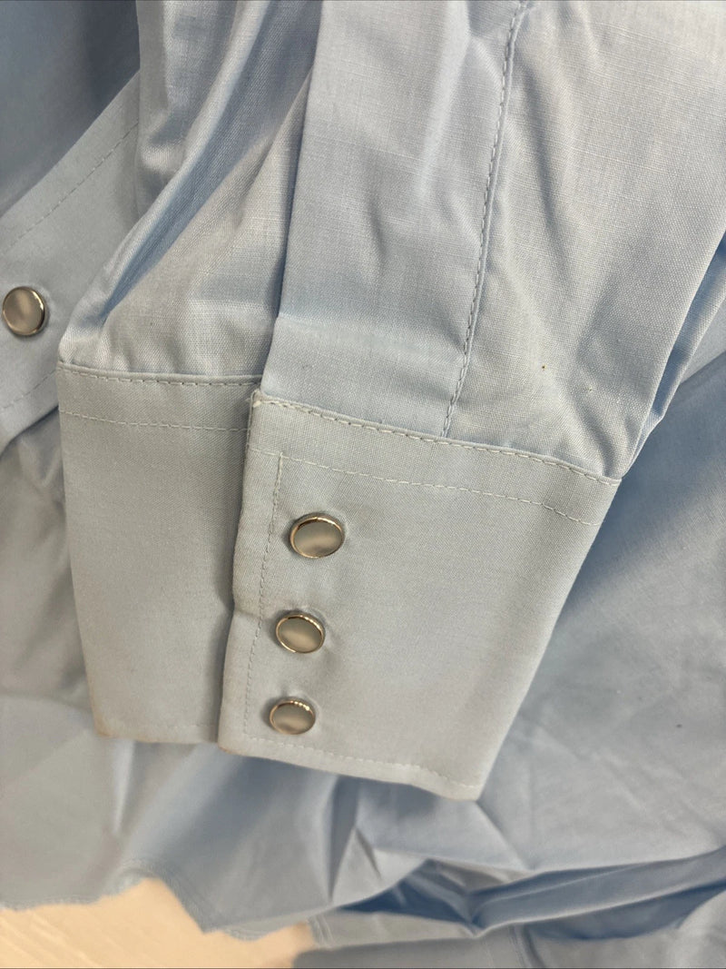 New Men’s Champion Western Blue Embroidered Long Sleeve Pearl Snap Medium K-81