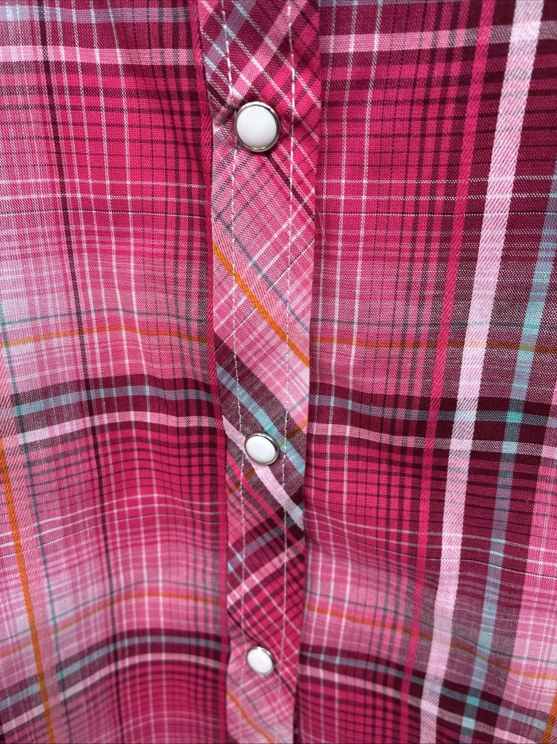 New Women’s Cumberland Pink Plaid Long Sleeve Pearl Snap Medium II-107