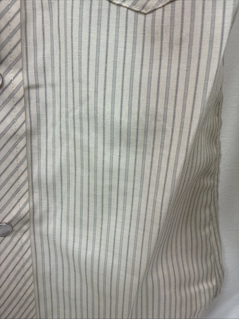 New Kids White Horse Yellow Stripe Long Sleeve Pearl Snap Medium DD-74
