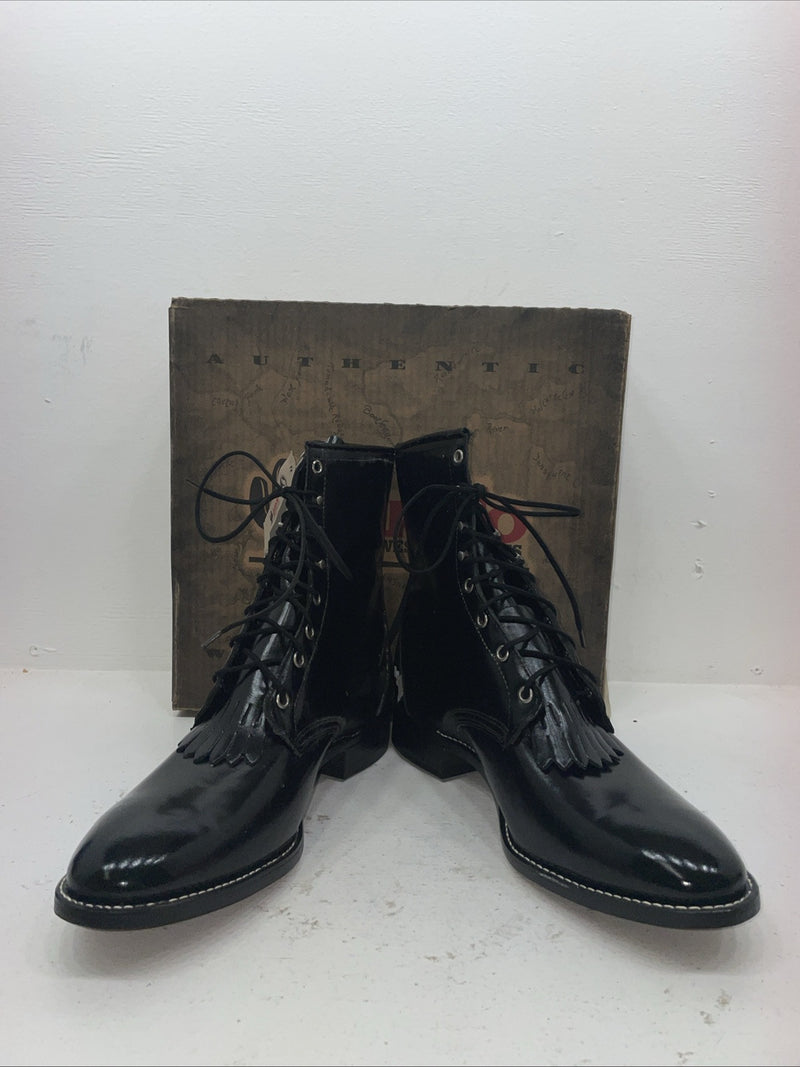 New Men’s Black Lace Up Laredo Cowboy Boots. 1220 13 E E. 8-49