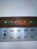 New Brown Genuine Leather Tooled 34” Belt Z-95