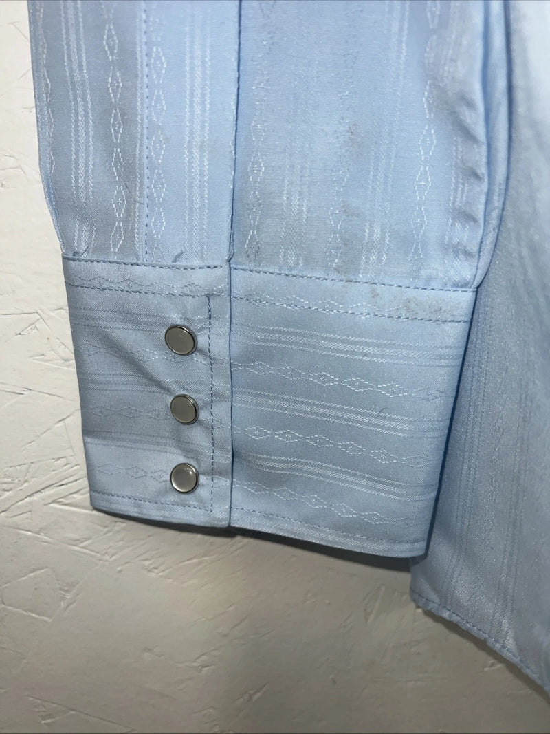 New Men’s Blue ELY cattleman Pearl Snap Long Sleeve Shirt. 2XL Tall G-68
