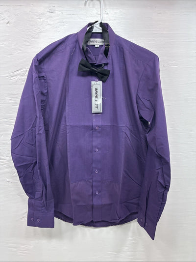 New Wayne Scott Dark Purple Long Sleeve Button Up English Shirt Small X-96