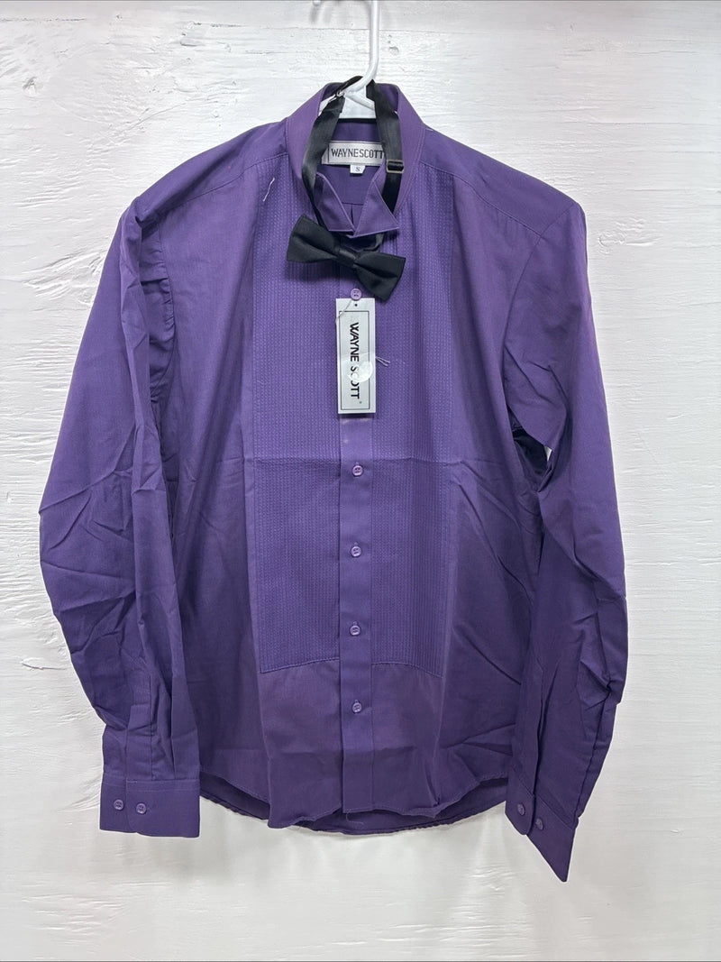 New Wayne Scott Dark Purple Long Sleeve Button Up English Shirt Small X-96
