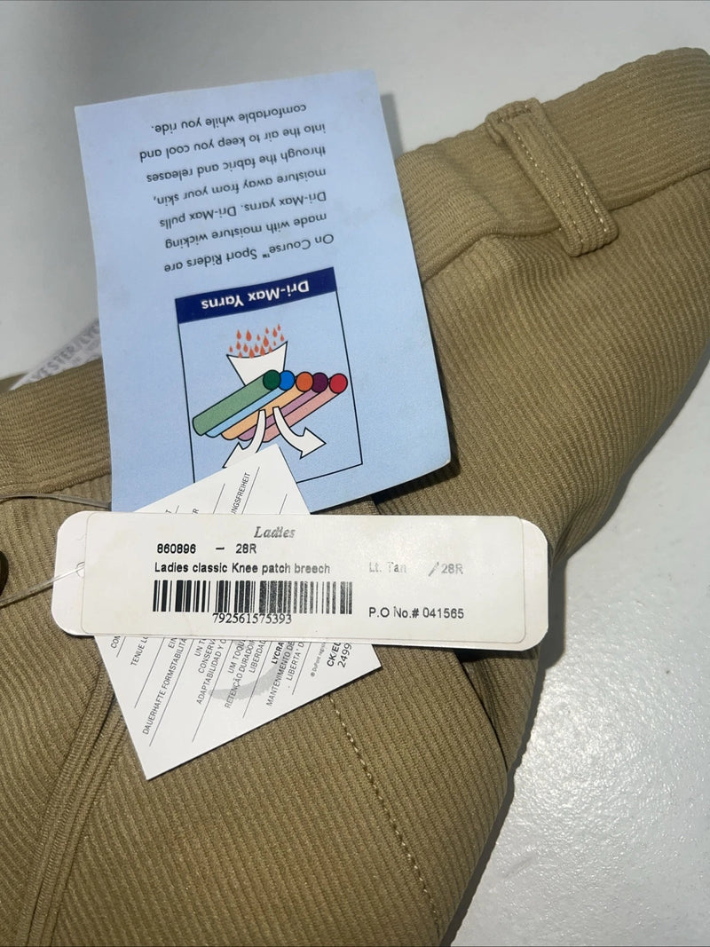 New Women’s Sport Riders Tan English Breeches. #041565 28-R  A-156