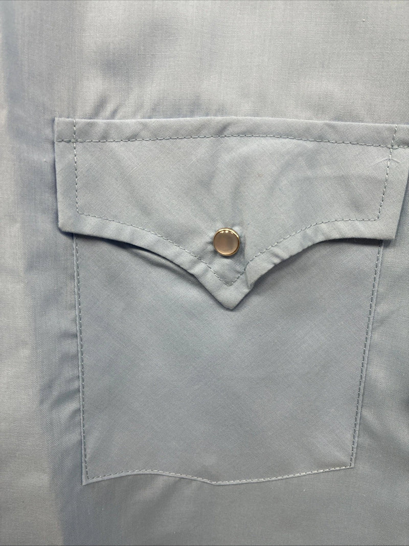 New Men’s ELY Cattleman Blue Simple Long Sleeve Pearl Snap Medium J-87