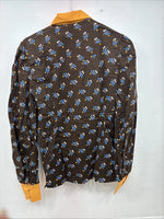 New Women’s Tem Tex Brown Floral Long Sleeve Pearl Snap Size 30 DD-85