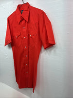 New Men’s Panhandle Slim Orange Short Sleeve Pearl Snap 14 Small O-75