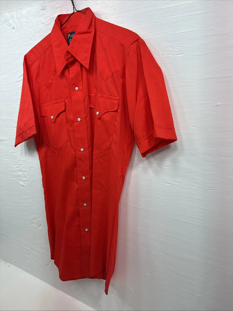 New Men’s Panhandle Slim Orange Short Sleeve Pearl Snap 14 Small O-75
