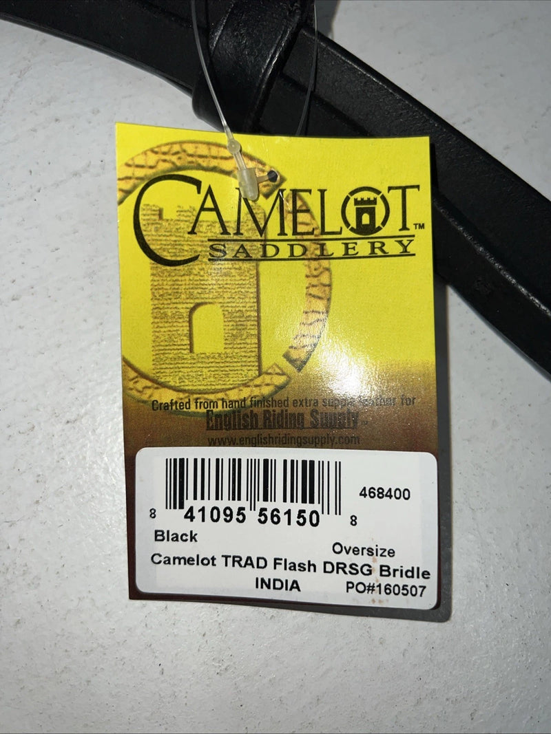 New Camelot Black Leather Oversize Dressage Bridle #160507 BB-44