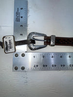 New Brown Genuine Leather Nocona Silver Bling 32” Belt #2434002 JJ-144