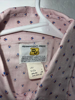 New Men’s Pink Permanent Press Short Sleeve Pearl Snap Shirt Medium P-24