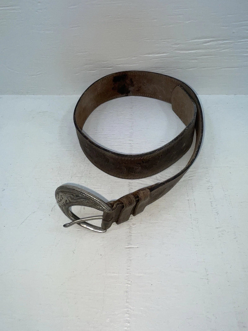 New Brown Genuine Leather Tooled 28” Belt #25000 JJ-107