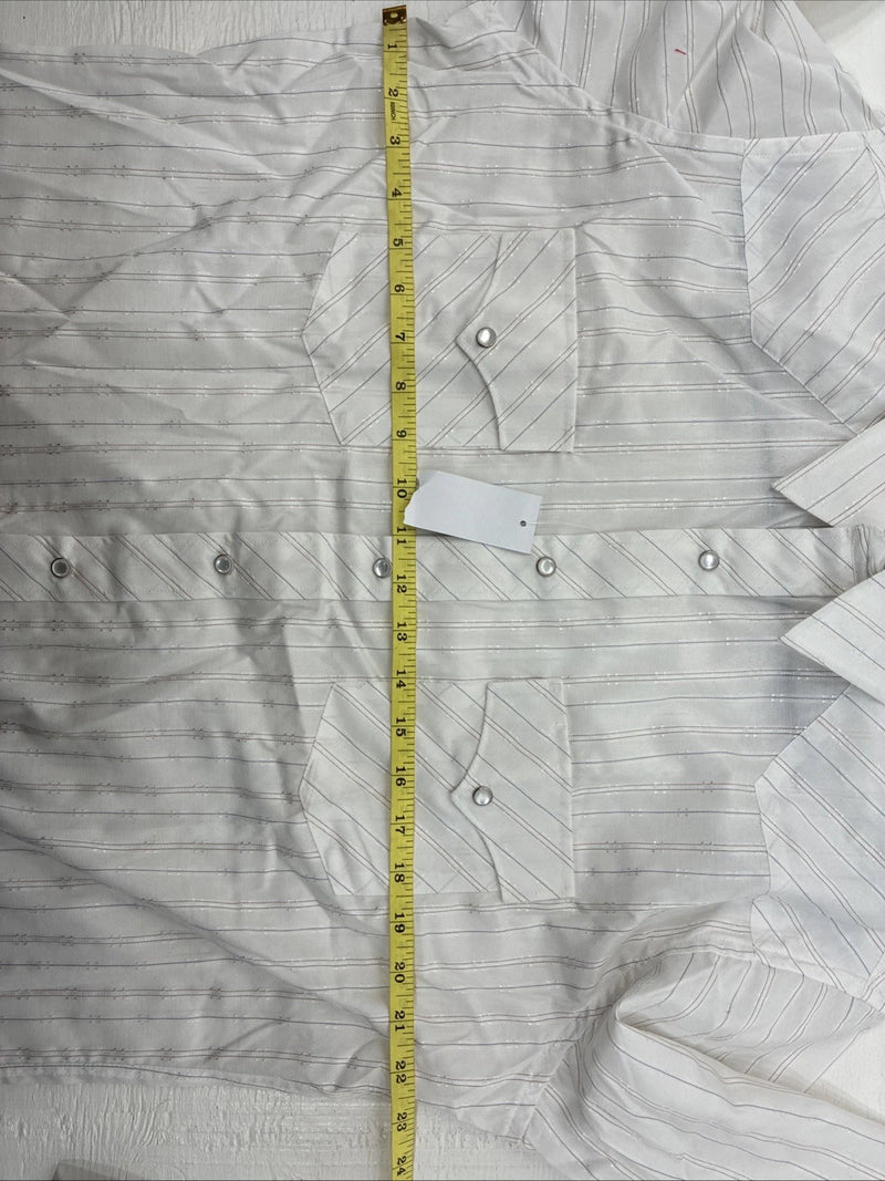 New Men’s White Horse White Stripe Long Sleeve Pearl Snap Large AA-77