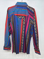 New Women’s H Bar C Multicolor Design Long Sleeve Button Up Size 14 MM-117 