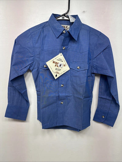 New Kids ELY Classic Blue Jean Design Long Sleeve Button Up Size Small LL-28
